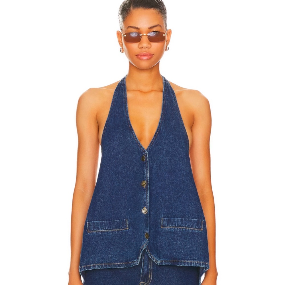Lioness Hills Halter Top in Dark Denim